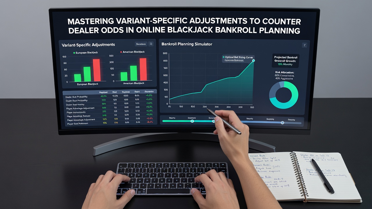 Detailansicht einer Blackjack-Strategietabelle mit Bankroll-Berechnungen und Variantenvergleichen