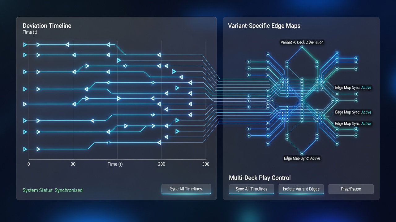Beispiel einer Edge-Map mit integrierten Abweichungszeitleisten für Multi-Deck-Blackjack