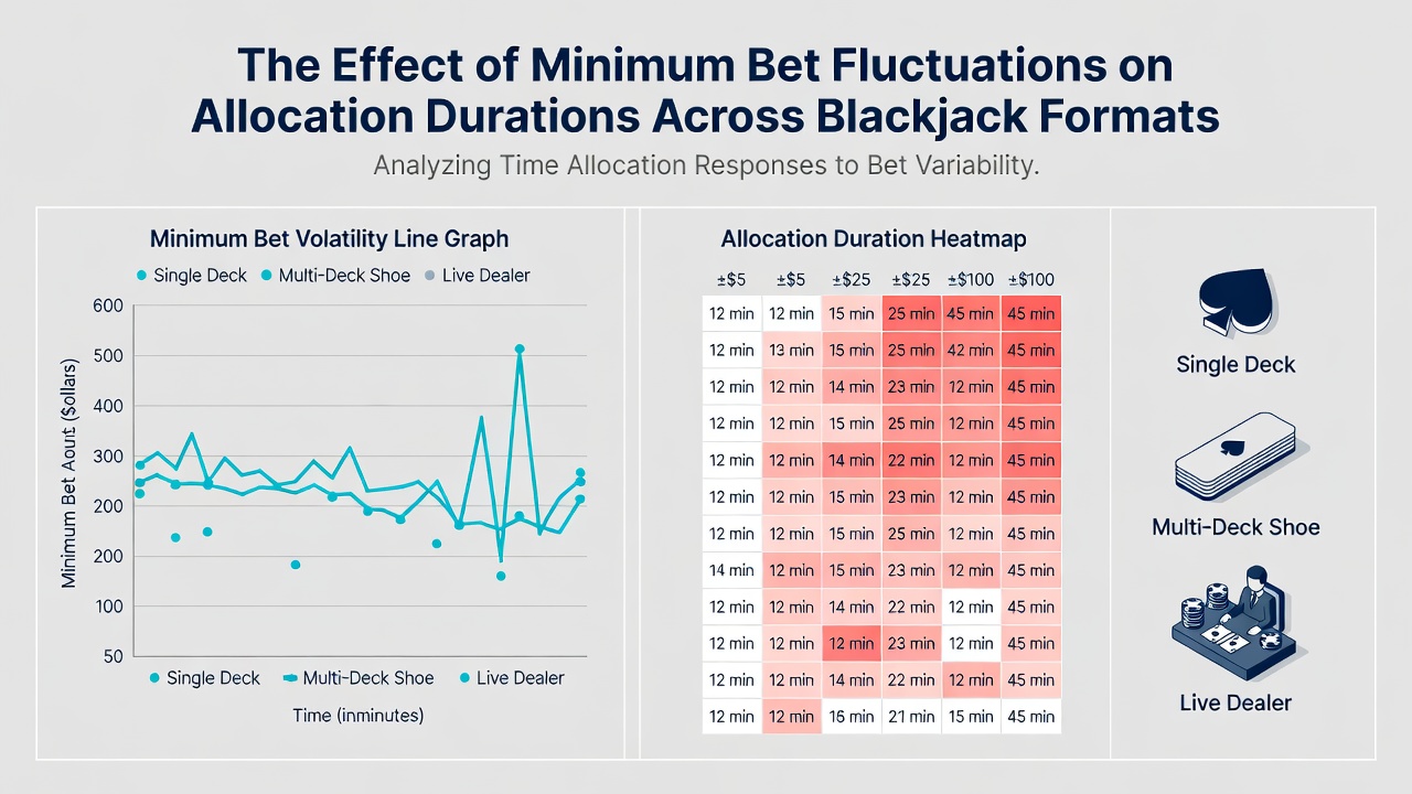 Vergleich von Allokationsdauern bei variablen Mindesteinsätzen in unterschiedlichen Blackjack-Formaten