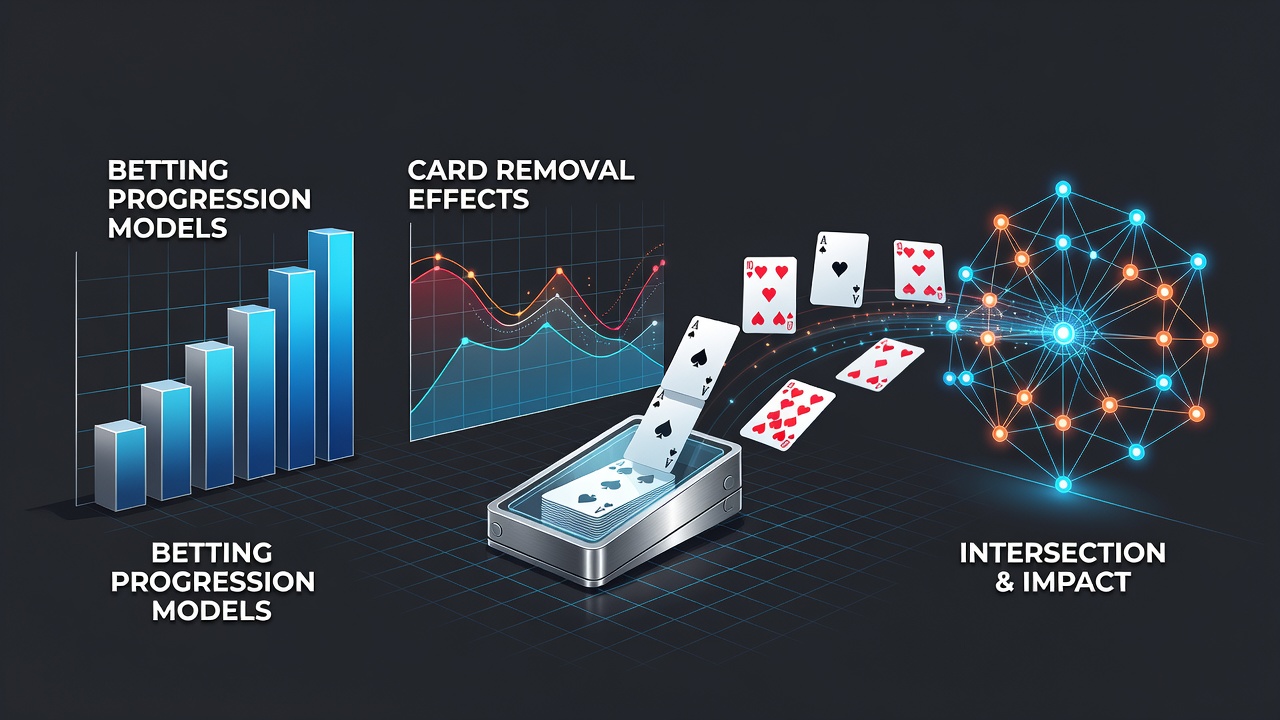 Darstellung von Blackjack-Tischen mit Fokus auf Kartenstapel und Wettverläufen in Casinos mit begrenzter Penetration